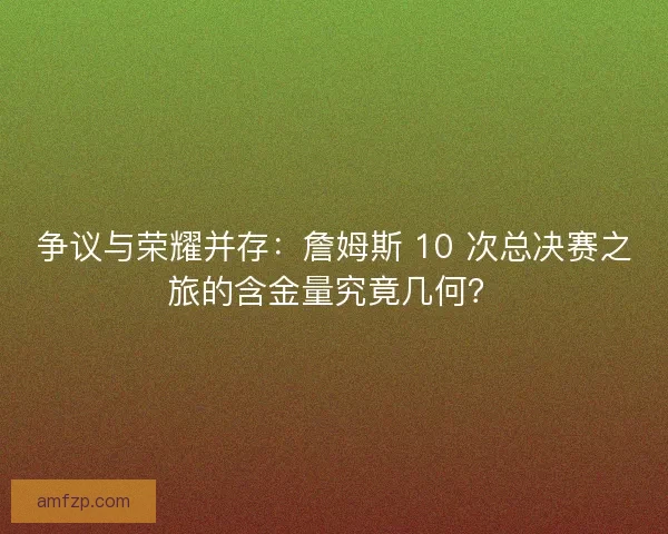 争议与荣耀并存：詹姆斯 10 次总决赛之旅的含金量究竟几何？