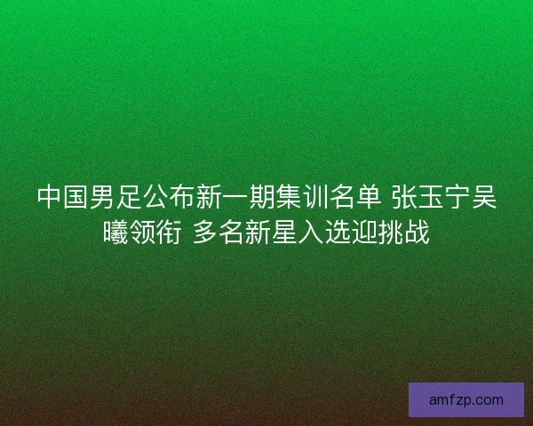 中国男足公布新一期集训名单 张玉宁吴曦领衔 多名新星入选迎挑战